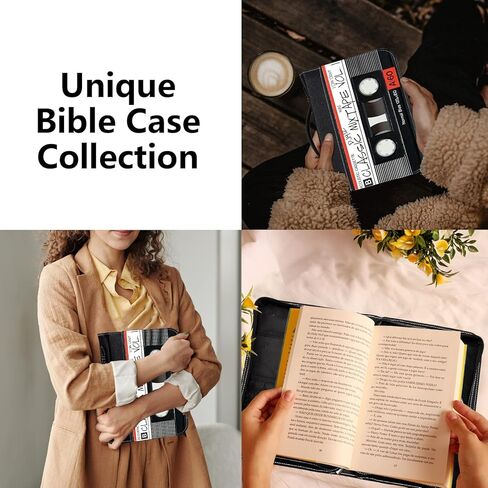 أغطية الكتاب المقدس روسي للنساء من جلد البولي يوريثان بغطاء الكتاب المقدس حقيبة الكتاب المقدس حقيبة حمل الكتب حقيبة الكنيسة مع مقبض وجيب كبير الحجم بسحاب يناسب الكتاب 10.1 × 7 × 1.9 بوصة، كاسيت صوتي قديم in Kuwait