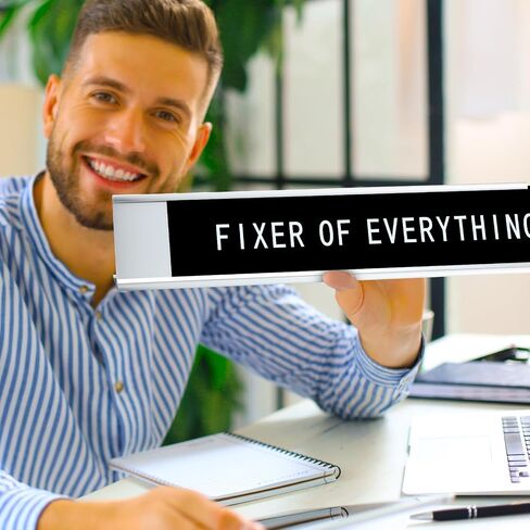 6 Pcs Funny Desk Sign Plaques for Office Decor, Novelty Desk Sign Nameplate for Manager Gifts Work Accessories, Letters on Black Background, 10 x 2 Inches(Gold Letters, Black Base) in Saudi Arabia