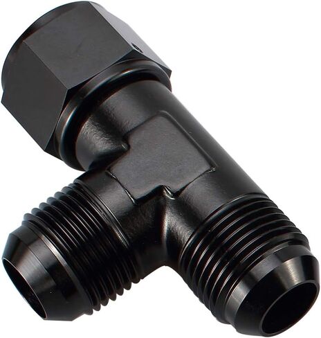 -3 AN Male Flare Tee Fitting with AN3 Female Swivel on Run Adapter Aluminum Black in Saudi Arabia
