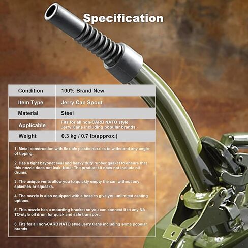 DEWIN Fuel Can Spout, Flexible Jerry Can Spout/Nozzle - Metal Fuel Can Spout with Hose Accessories Tool for Non-CARB NATO Style Jerry Cans(Olive Drab) in Saudi Arabia