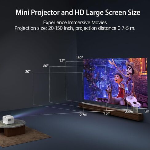 جهاز عرض صغير، جهاز عرض 1080 بكسل مع 5G واي فاي وبلوتوث، جهاز عرض محمول، مسرح منزلي وجهاز عرض خارجي لهاتف Iphone، Android، TV Stick/Laptop/PS5 in Kuwait