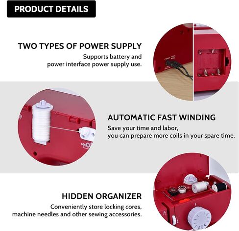 ماكينة خياطة صغيرة مدمجة للمبتدئين، ماكينة خياطة محمولة مزدوجة السرعة للتحكم في سرعة ماكينة الخياطة المحوسبة، وظائف كاملة، ضوء تشغيل سهل، مجموعة خياطة للمنزل، السفر، صناعة يدوية يدوية الصنع in Kuwait