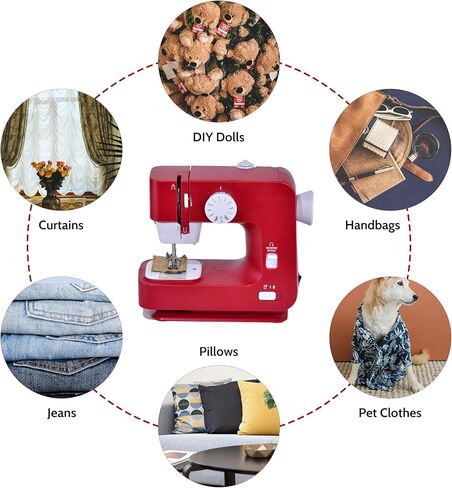 ماكينة خياطة صغيرة مدمجة للمبتدئين، ماكينة خياطة محمولة مزدوجة السرعة للتحكم في سرعة ماكينة الخياطة المحوسبة، وظائف كاملة، ضوء تشغيل سهل، مجموعة خياطة للمنزل، السفر، صناعة يدوية يدوية الصنع in Kuwait