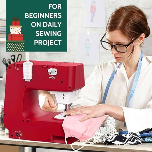 ماكينة خياطة صغيرة مدمجة للمبتدئين، ماكينة خياطة محمولة مزدوجة السرعة للتحكم في سرعة ماكينة الخياطة المحوسبة، وظائف كاملة، ضوء تشغيل سهل، مجموعة خياطة للمنزل، السفر، صناعة يدوية يدوية الصنع in Kuwait