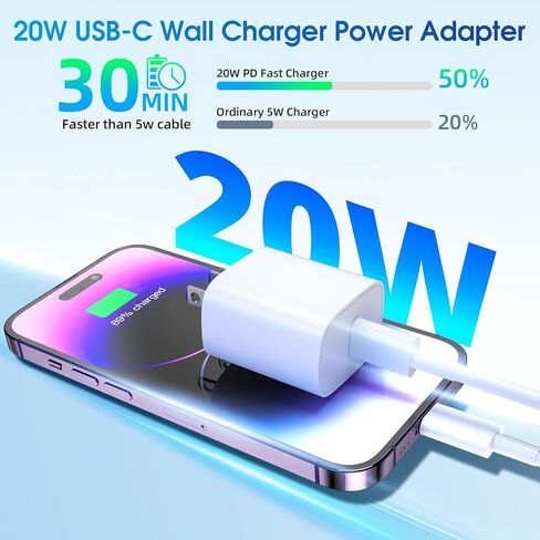 [4 عبوات] شاحن سريع لشاحن i.Phone للشحن السريع، شاحن حائط 20 وات PD USB C مع كابل شحن سريع 10 أقدام لشاحن i.Phone شاحن سريع لهاتف i.Phone 14 13 12/Pro Max/11/Xs/XR /SE/i.Pad in Kuwait