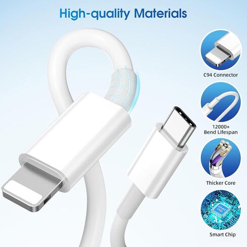 [4 عبوات] شاحن سريع لشاحن i.Phone للشحن السريع، شاحن حائط 20 وات PD USB C مع كابل شحن سريع 10 أقدام لشاحن i.Phone شاحن سريع لهاتف i.Phone 14 13 12/Pro Max/11/Xs/XR /SE/i.Pad in Kuwait