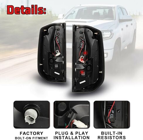 ROXX LED Tail Lights Fit for 2014-2021 Toyota Tundra, Tail Lights Assembly Replacement for Toyota Tundra Pickup 1 Pair (Smoked Lens) in Kuwait