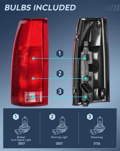 مجموعة الضوء الخلفي Nilight متوافقة مع 1988-1999 Chevy GMC C/K1500 2500 3500 1992-1999 Yukon Suburban Blazer 1995-2000 Tahoe 1999-2000 Cadillac استبدال المصباح الخلفي طراز OE، ضمان لمدة عامين in Saudi Arabia