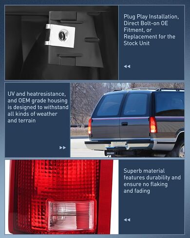 مجموعة الضوء الخلفي Nilight متوافقة مع 1988-1999 Chevy GMC C/K1500 2500 3500 1992-1999 Yukon Suburban Blazer 1995-2000 Tahoe 1999-2000 Cadillac استبدال المصباح الخلفي طراز OE، ضمان لمدة عامين in Saudi Arabia