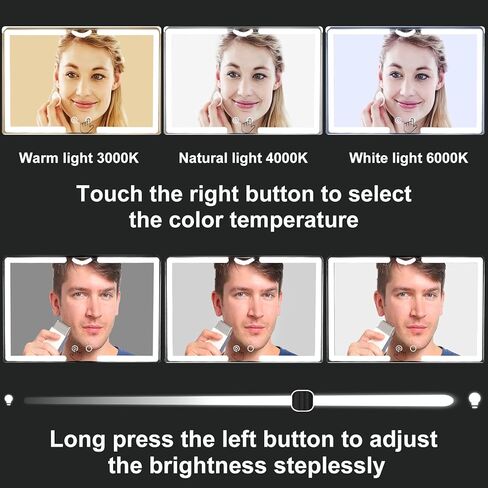 SELF FIND 2.0 Large Size 3 Way Mirror for Self Hair Cutting with 3 Color Ring Light, Premium Self Haircut Mirror, Rechargeable 360° Barber Mirror with Height and Light Adjustable in Saudi Arabia