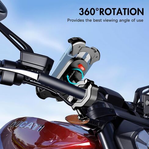 ZC GEL Bike Phone Holder, Motorcycle Phone Mount Handlebar Cell Phone Clamp [1s Lock], Scooter Phone Clip for iPhone 14 Pro Max/13 Pro Max/12 and More 4.5" - 6.9" Smartphones in Kuwait