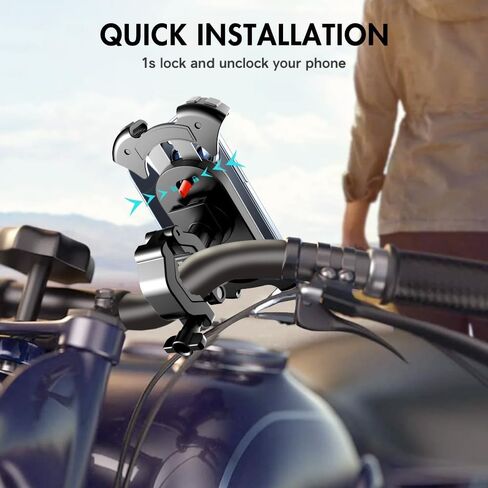 ZC GEL Bike Phone Holder, Motorcycle Phone Mount Handlebar Cell Phone Clamp [1s Lock], Scooter Phone Clip for iPhone 14 Pro Max/13 Pro Max/12 and More 4.5" - 6.9" Smartphones in Kuwait