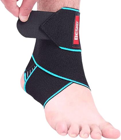Beskey Ankle Brace Support Adjustable Breathable Elastic Nylon Material Fit for Most Size Use for Sports (Blue 1pcs) in Saudi Arabia