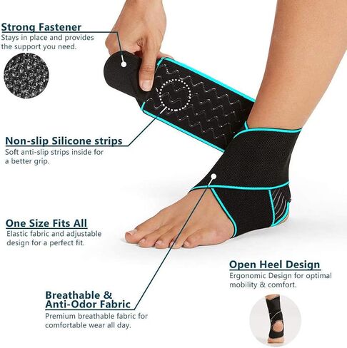 Beskey Ankle Brace Support Adjustable Breathable Elastic Nylon Material Fit for Most Size Use for Sports (Blue 1pcs) in Saudi Arabia