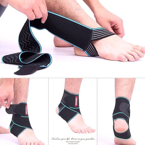Beskey Ankle Brace Support Adjustable Breathable Elastic Nylon Material Fit for Most Size Use for Sports (Blue 1pcs) in Saudi Arabia