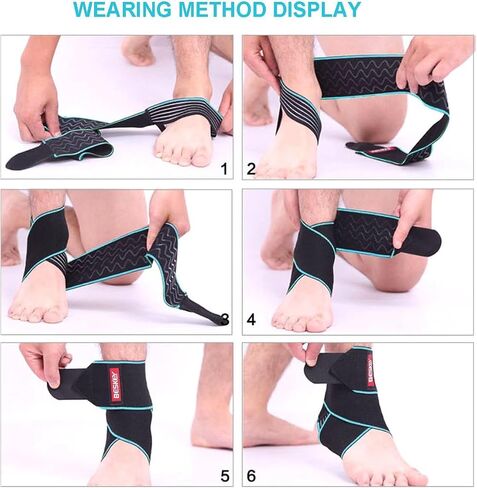Beskey Ankle Brace Support Adjustable Breathable Elastic Nylon Material Fit for Most Size Use for Sports (Blue 1pcs) in Saudi Arabia