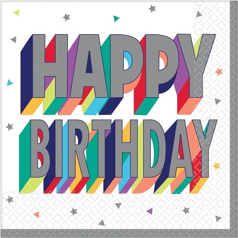 Multicolored Pretty Petals Birthday Luncheon Napkins, 6.5" (16-Pack) - Disposable Party Tableware for Birthday Celebrations in Saudi Arabia