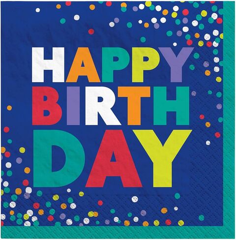 Multicolored Pretty Petals Birthday Luncheon Napkins, 6.5" (16-Pack) - Disposable Party Tableware for Birthday Celebrations in Saudi Arabia