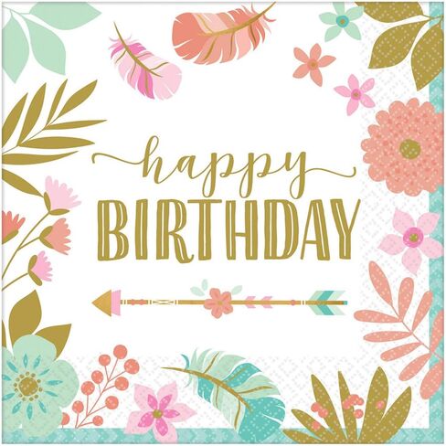 Multicolored Pretty Petals Birthday Luncheon Napkins, 6.5" (16-Pack) - Disposable Party Tableware for Birthday Celebrations in Saudi Arabia