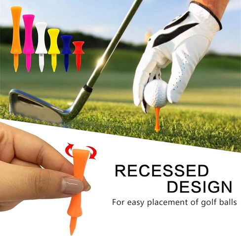 Xwejek Step Down Golf Tees Plastic 50pcs, 60mm Pink Castle Tees Long Short Durable Portable Professional for Golfer Practice in Kuwait
