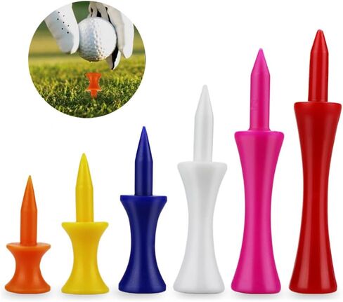 Xwejek Step Down Golf Tees Plastic 50pcs, 60mm Pink Castle Tees Long Short Durable Portable Professional for Golfer Practice in Kuwait