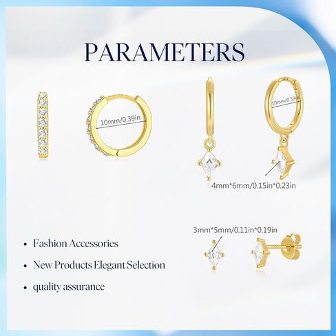 GEORGE · SMITH 3 Pairs Hoop Earrings Set for Women,Dainty Gold Earrings 14k Gold Plated Cartilage Earring Set,Cubic Zirconia Hypoallergenic Earrings Jewelry for Women Gift in Saudi Arabia
