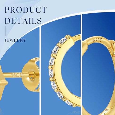 GEORGE · SMITH 3 Pairs Hoop Earrings Set for Women,Dainty Gold Earrings 14k Gold Plated Cartilage Earring Set,Cubic Zirconia Hypoallergenic Earrings Jewelry for Women Gift in Saudi Arabia