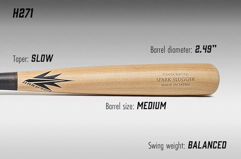 Spark H110 Wooden Baseball Bat Maple Wood Gamebat Practice Training Bat Adult (-2.5 Dropweight) [Made in Japan] in Kuwait