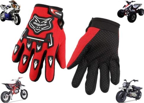 MINO Gloves (Red) Teens Youth Size Medium Small ATV Quad Off-Road Dirt Pit Bike Gloves Go Kart Motorcycle Scooter Power Sports Racing Mini Bike Moped Riding Cycling Hiking Women Girls Boys Kids in Saudi Arabia