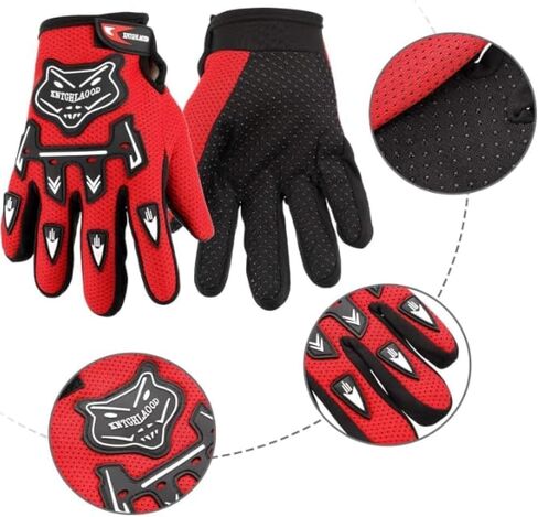 MINO Gloves (Red) Teens Youth Size Medium Small ATV Quad Off-Road Dirt Pit Bike Gloves Go Kart Motorcycle Scooter Power Sports Racing Mini Bike Moped Riding Cycling Hiking Women Girls Boys Kids in Saudi Arabia