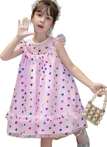Topophilia Baby Girls Flutter Sleeve Dress Toddler Tulle Dresses for Birthday Party 12 Months-6 Years in Saudi Arabia