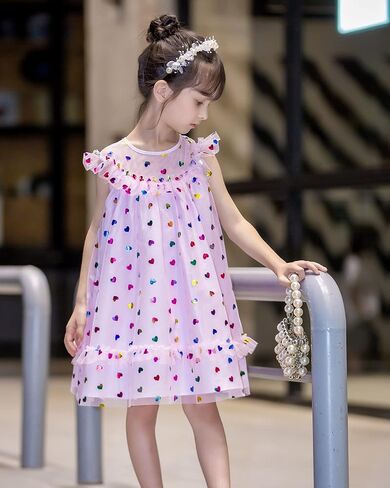 Topophilia Baby Girls Flutter Sleeve Dress Toddler Tulle Dresses for Birthday Party 12 Months-6 Years in Saudi Arabia