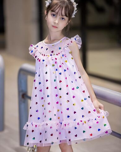 Topophilia Baby Girls Flutter Sleeve Dress Toddler Tulle Dresses for Birthday Party 12 Months-6 Years in Saudi Arabia