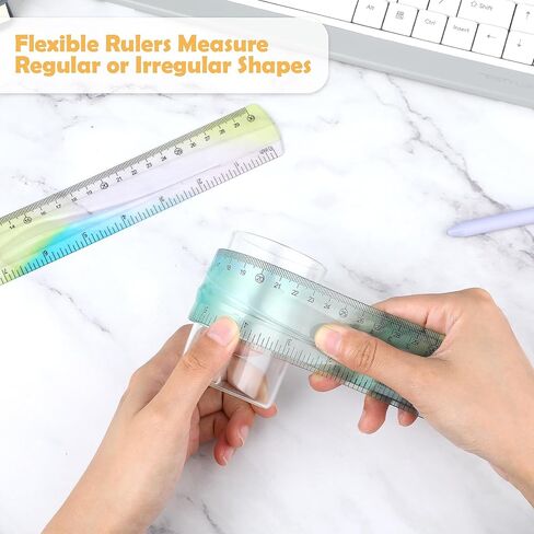 Flexible Ruler, 2PCS Straight Edge Ruler Colorful Plastic Ruler Soft Bendable Ruler Transparent Rulers for School Classroom Office Workshop Home Supplies in Saudi Arabia