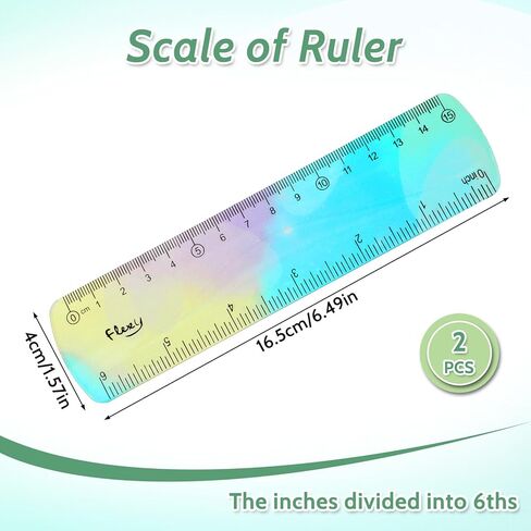 2Pcs Flexible Ruler, 15cm/6inch Plastic Ruler Shatterproof Straight Edge Ruler Color Bendable Soft Ruler for Classroom Office Stationary Supplies in Kuwait