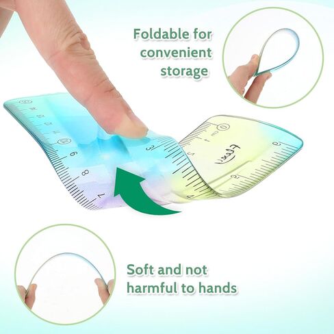 2Pcs Flexible Ruler, 15cm/6inch Plastic Ruler Shatterproof Straight Edge Ruler Color Bendable Soft Ruler for Classroom Office Stationary Supplies in Kuwait