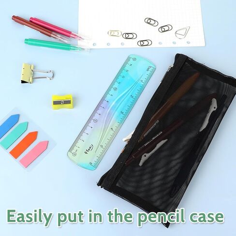 2Pcs Flexible Ruler, 15cm/6inch Plastic Ruler Shatterproof Straight Edge Ruler Color Bendable Soft Ruler for Classroom Office Stationary Supplies in Kuwait
