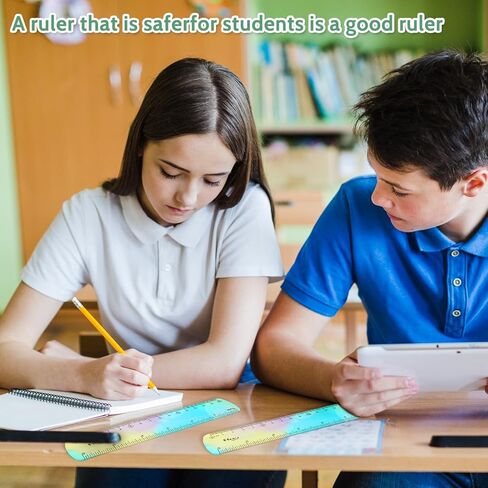 2Pcs Flexible Ruler, 15cm/6inch Plastic Ruler Shatterproof Straight Edge Ruler Color Bendable Soft Ruler for Classroom Office Stationary Supplies in Kuwait