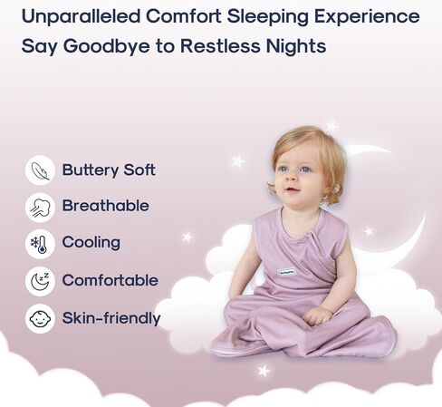 كيس نوم للأطفال من Domiamia 1.0 حرير صناعي مصنوع من الخيزران والقطن الناعم، إغلاق بسحاب في اتجاهين، بطانية يمكن ارتداؤها للأطفال الصغار لمدة 24-36 شهرًا in Kuwait