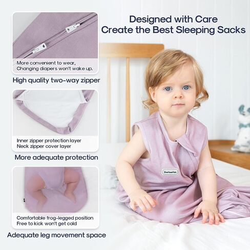 كيس نوم للأطفال من Domiamia 1.0 حرير صناعي مصنوع من الخيزران والقطن الناعم، إغلاق بسحاب في اتجاهين، بطانية يمكن ارتداؤها للأطفال الصغار لمدة 24-36 شهرًا in Kuwait