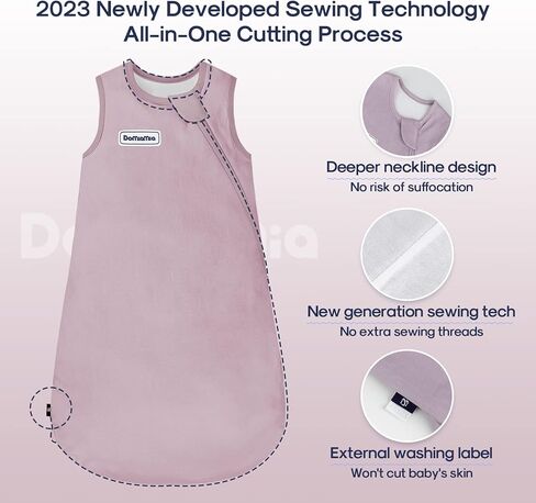 كيس نوم للأطفال من Domiamia 1.0 حرير صناعي مصنوع من الخيزران والقطن الناعم، إغلاق بسحاب في اتجاهين، بطانية يمكن ارتداؤها للأطفال الصغار لمدة 24-36 شهرًا in Kuwait