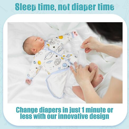0-18 Months Baby Swaddle Transition Sleep Sack, 2-Way and Side-Open Zipper, Long Sleeve, Anti-Kick Wearable Blanket in Saudi Arabia