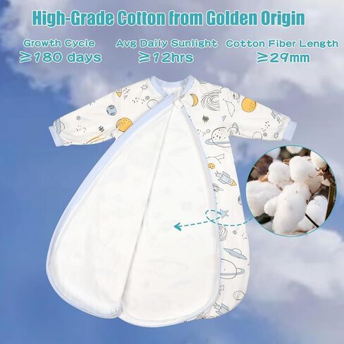0-18 Months Baby Swaddle Transition Sleep Sack, 2-Way and Side-Open Zipper, Long Sleeve, Anti-Kick Wearable Blanket in Saudi Arabia