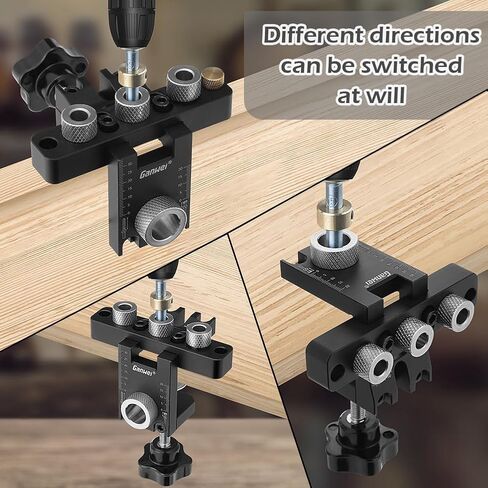 3 in 1 Dowel Jig Kit Kannino Self Centering Doweling Jig Kit, Pocket Hole Jig Kit with Adjustable Woodworking Drill Locator for Furniture Assembly, DIY Projects, 3 Size Drill Bit (8, 10, 15 mm) in Saudi Arabia