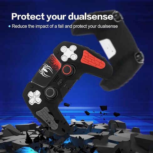حافظة غطاء وحدة التحكم ECHZOVE PS5، غطاء سيليكون مضاد للانزلاق لجهاز التحكم PS5 المزدوج مع أغطية قبضة الإبهام، واقيات عصا التحكم وملصق غلاف الغطاء (عبوتان) in Kuwait