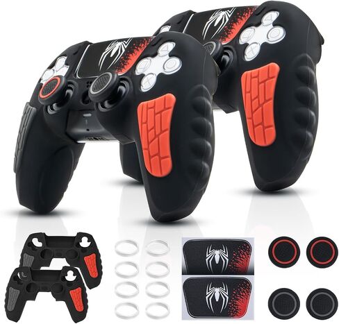 حافظة غطاء وحدة التحكم ECHZOVE PS5، غطاء سيليكون مضاد للانزلاق لجهاز التحكم PS5 المزدوج مع أغطية قبضة الإبهام، واقيات عصا التحكم وملصق غلاف الغطاء (عبوتان) in Kuwait
