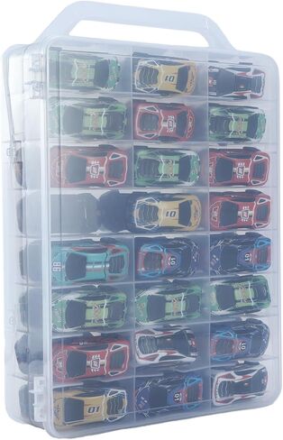 حقيبة تخزين متوافقة مع العجلات الساخنة وسيارات Matchbox والألعاب الصغيرة والدمى الصغيرة - حامل حاوية حمل شاشة شفافة مزدوجة الجوانب مع 48 حجرة. (48(الحالة فقط)) in Kuwait