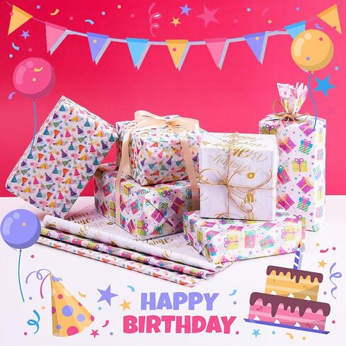 100 Sheet Birthday Tissue Paper Gift Wrapping Tissue Paper Recyclable Birthday Gift Packaging Bag for Birthday Showers Art Craft Party Favor Decoration in Saudi Arabia