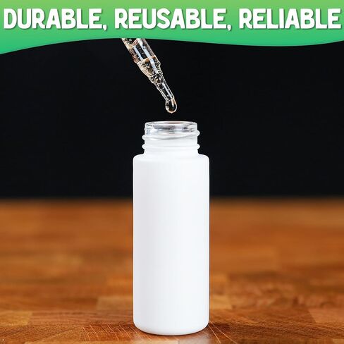 عدد 24 زجاجات صبغة زجاجية بيضاء غير لامعة فارغة بحجم 5 أونصة مع قطارة - زجاجة زجاجية سعة 15 مل مع قطارة - زجاجات صغيرة ممتازة للسوائل مثالية كقطرات للزيوت وكزجاجة قطارة للعين in Kuwait