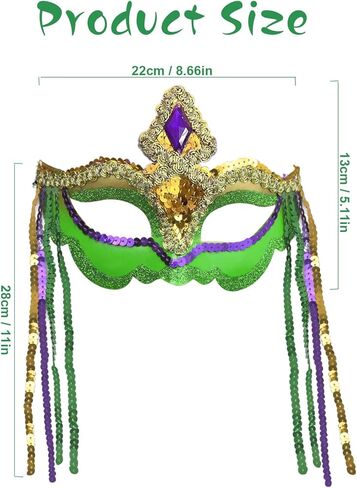 قناع ماردي جراس كرنفال مطلي لامع وديكورات الحفلات التنكرية للنساء والرجال وحفلات أعياد الميلاد وحفلات الزفاف in Kuwait